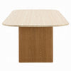 Ladi Dining Table | 87" Rectangular Beige Faux Marble Top | Brown Wood