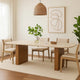 Ladi Dining Table | 87" Rectangular Beige Faux Marble Top | Brown Wood