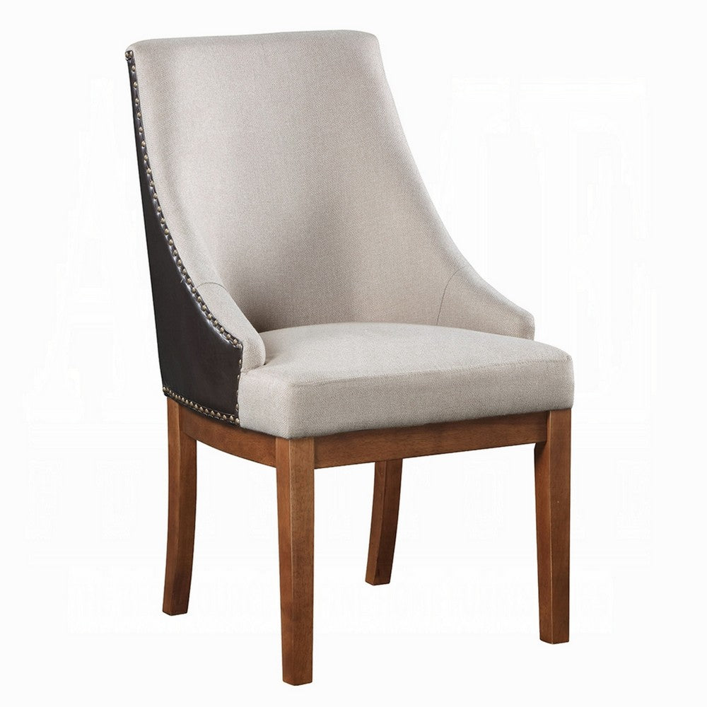 Elsie Dining Chair Set of 2 | Foam Fill | Nailed Faux Leather Back | Brown