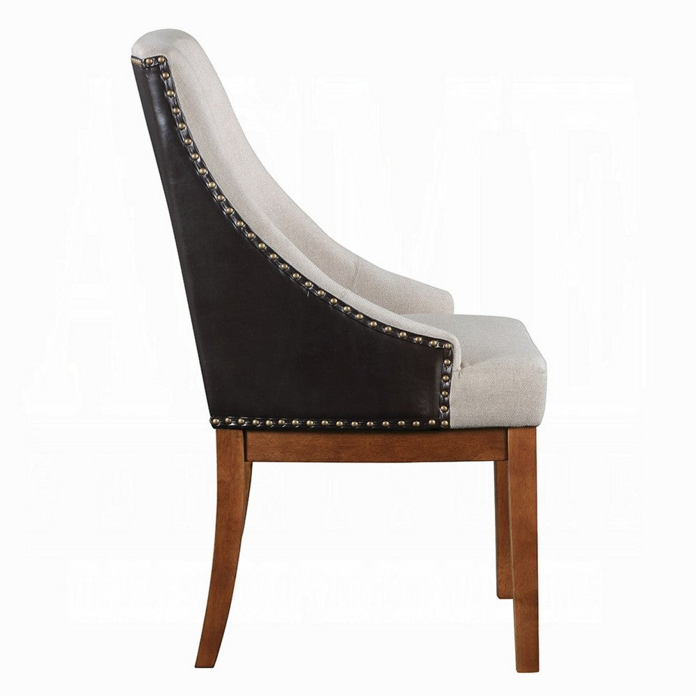 Elsie Dining Chair Set of 2 | Foam Fill | Nailed Faux Leather Back | Brown