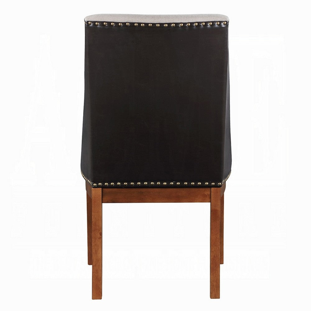 Elsie Dining Chair Set of 2 | Foam Fill | Nailed Faux Leather Back | Brown