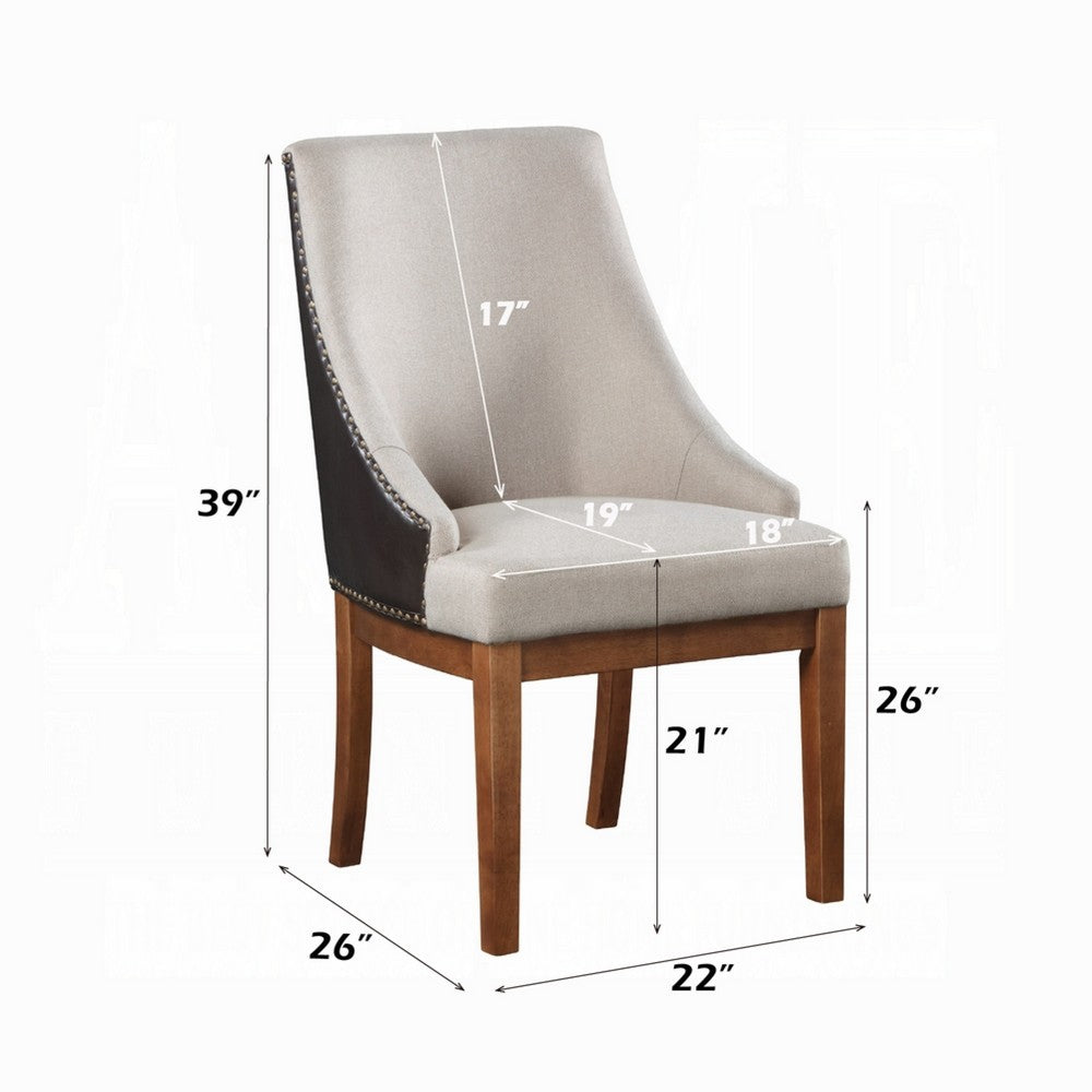 Elsie Dining Chair Set of 2 | Foam Fill | Nailed Faux Leather Back | Brown
