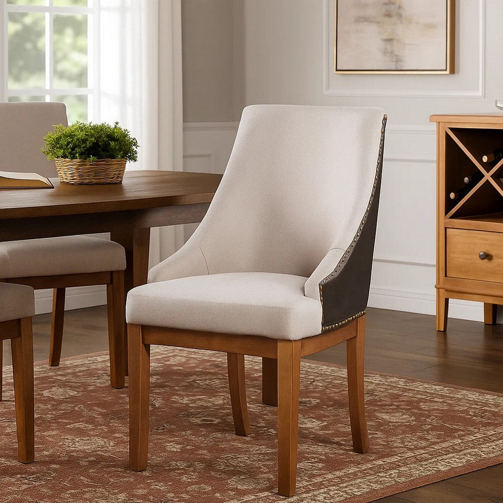 Elsie Dining Chair Set of 2 | Foam Fill | Nailed Faux Leather Back | Brown