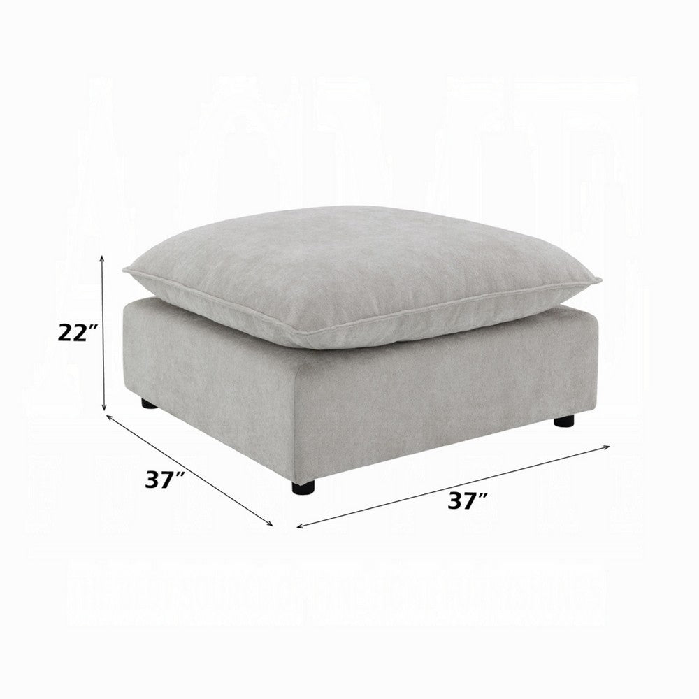 37" Modular Ottoman | Feather Down & Cotton Fill Seat | Beige Boucle