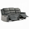 Lesy Manual Motion Recliner Sofa | 3 Seater Soft Gray Corduroy & Velvet