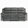 Lesy Manual Motion Recliner Sofa | 3 Seater Soft Gray Corduroy & Velvet