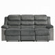 Lesy Manual Motion Recliner Sofa | 3 Seater Soft Gray Corduroy & Velvet