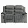 Lesy Manual Motion Recliner Loveseat Foam Fill | Gray Corduroy & Velvet