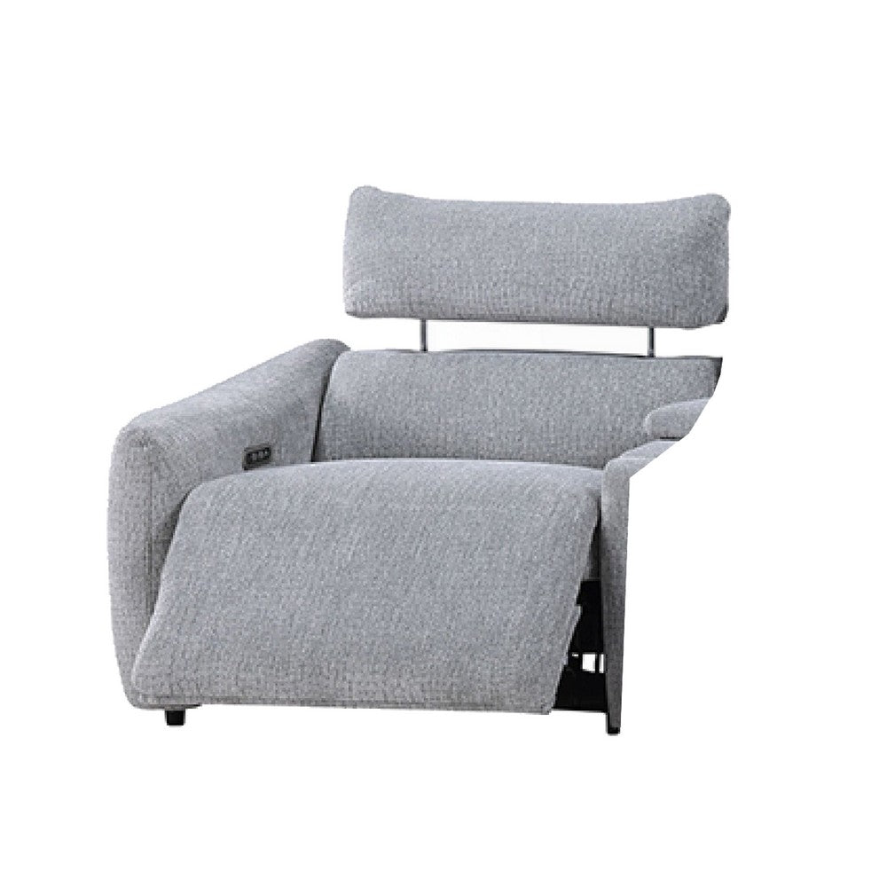 Falo Modular Power Motion Left Recliner Chair | Foam Light Gray Chenille