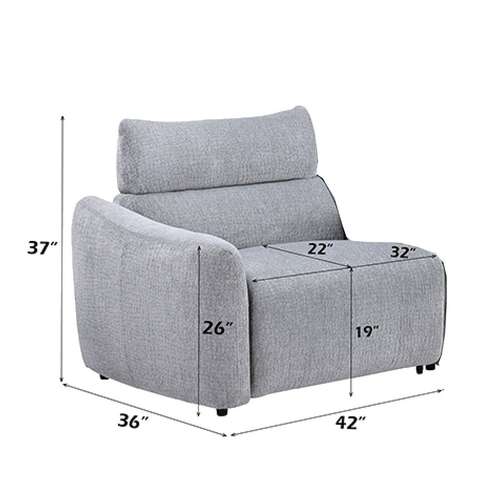 Falo Modular Power Motion Left Recliner Chair | Foam Light Gray Chenille