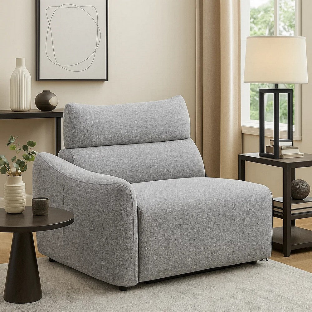 Falo Modular Power Motion Left Recliner Chair | Foam Light Gray Chenille