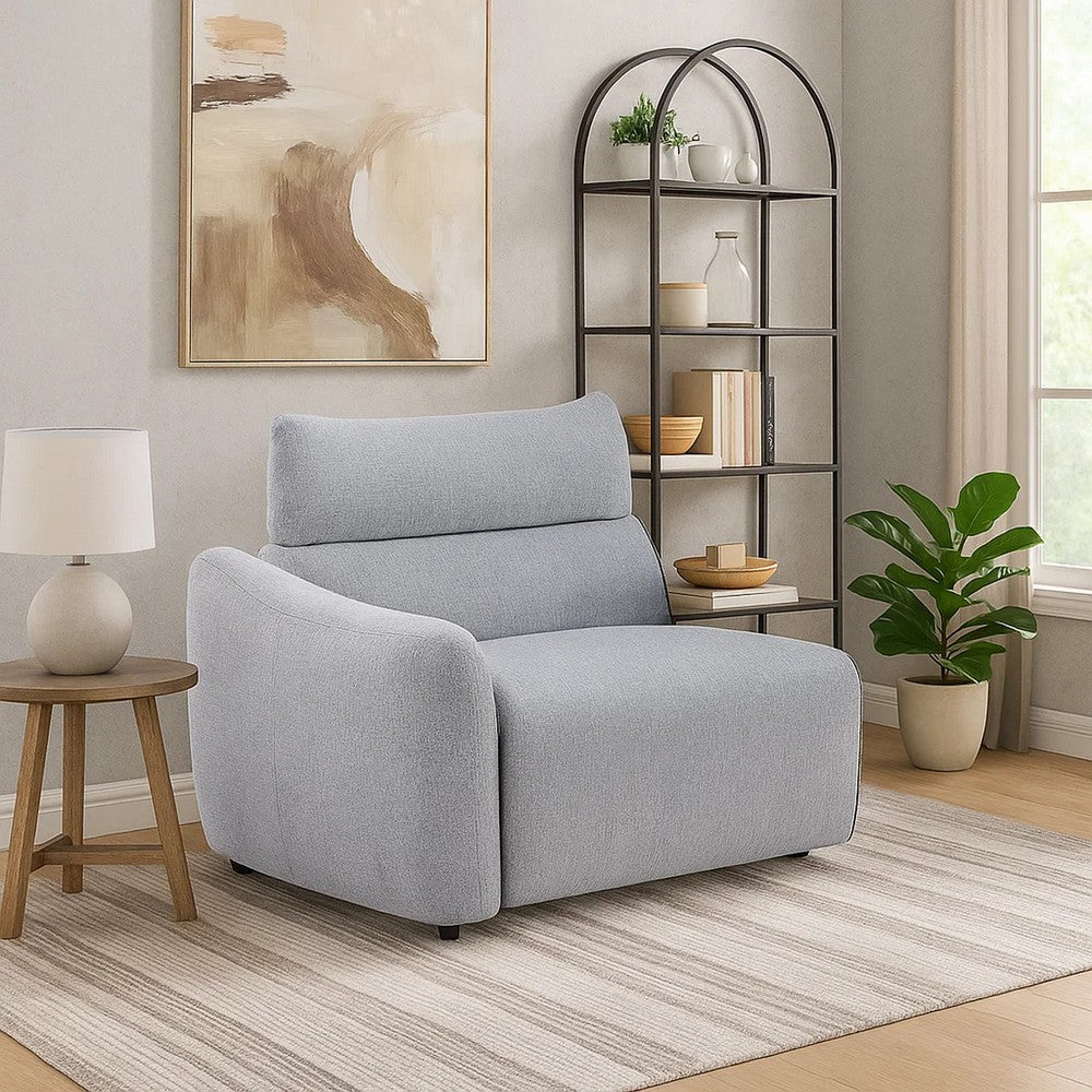 Falo Modular Power Motion Left Recliner Chair | Foam Light Gray Chenille