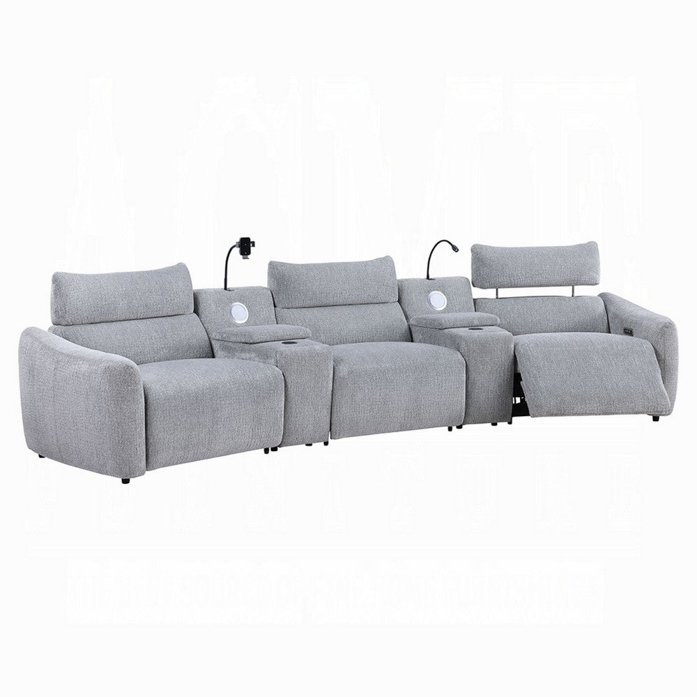 Falo Modular Power Motion Recliner Armless Chair | Light Gray Chenille