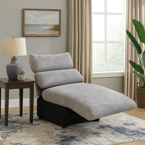 Falo Modular Power Motion Recliner Armless Chair | Light Gray Chenille