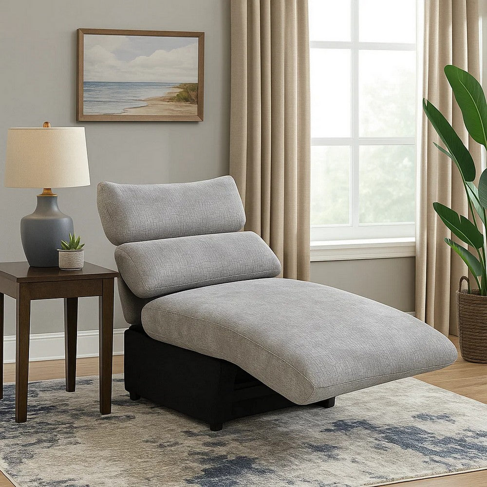Falo Modular Power Motion Recliner Armless Chair | Light Gray Chenille