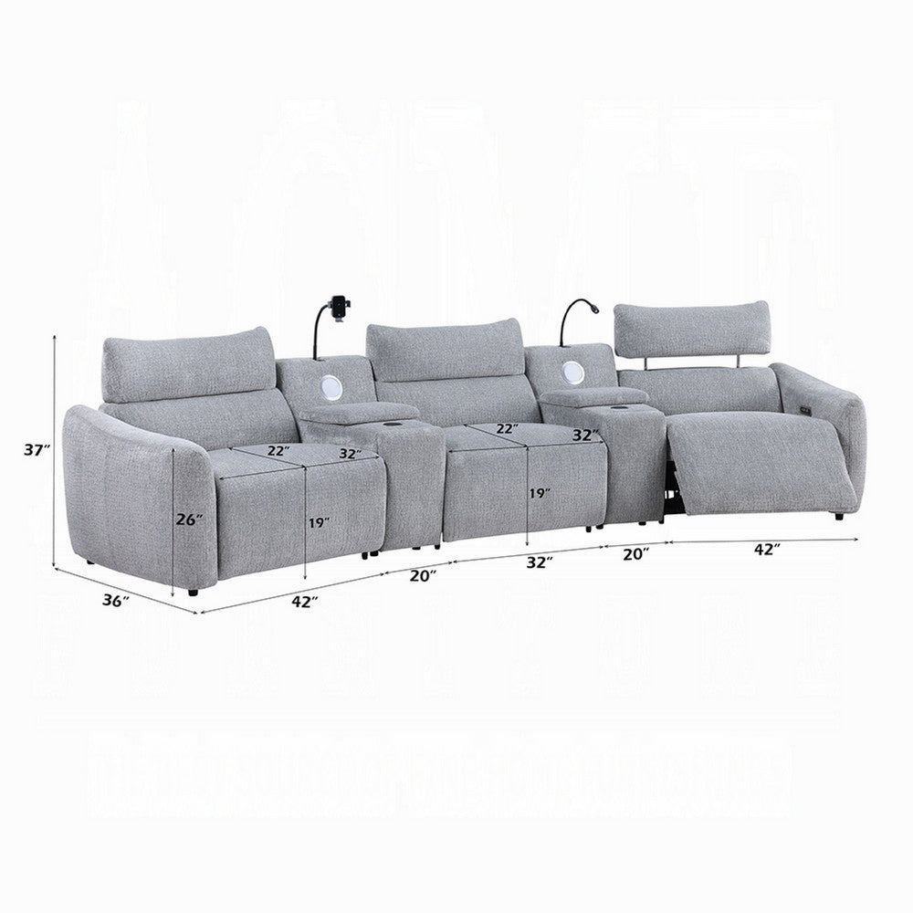 Falo Modular Power Motion Right Recliner Chair | Foam Light Gray Chenille