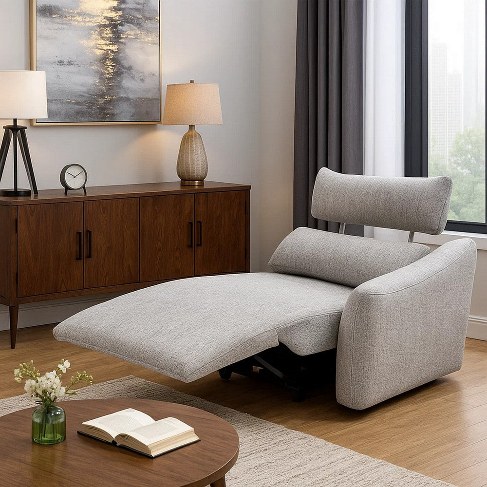 Falo Modular Power Motion Right Recliner Chair | Foam Light Gray Chenille