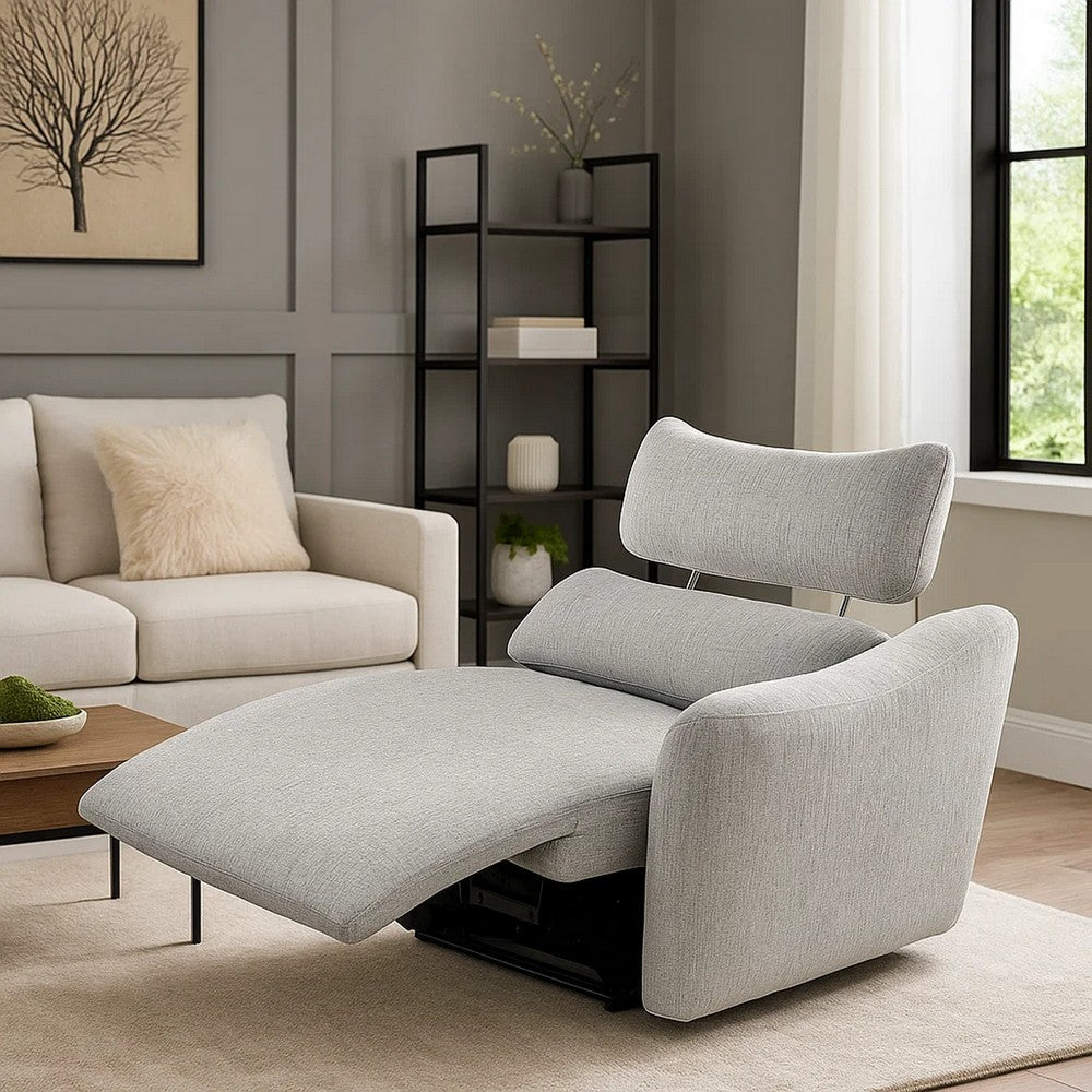 Falo Modular Power Motion Right Recliner Chair | Foam Light Gray Chenille