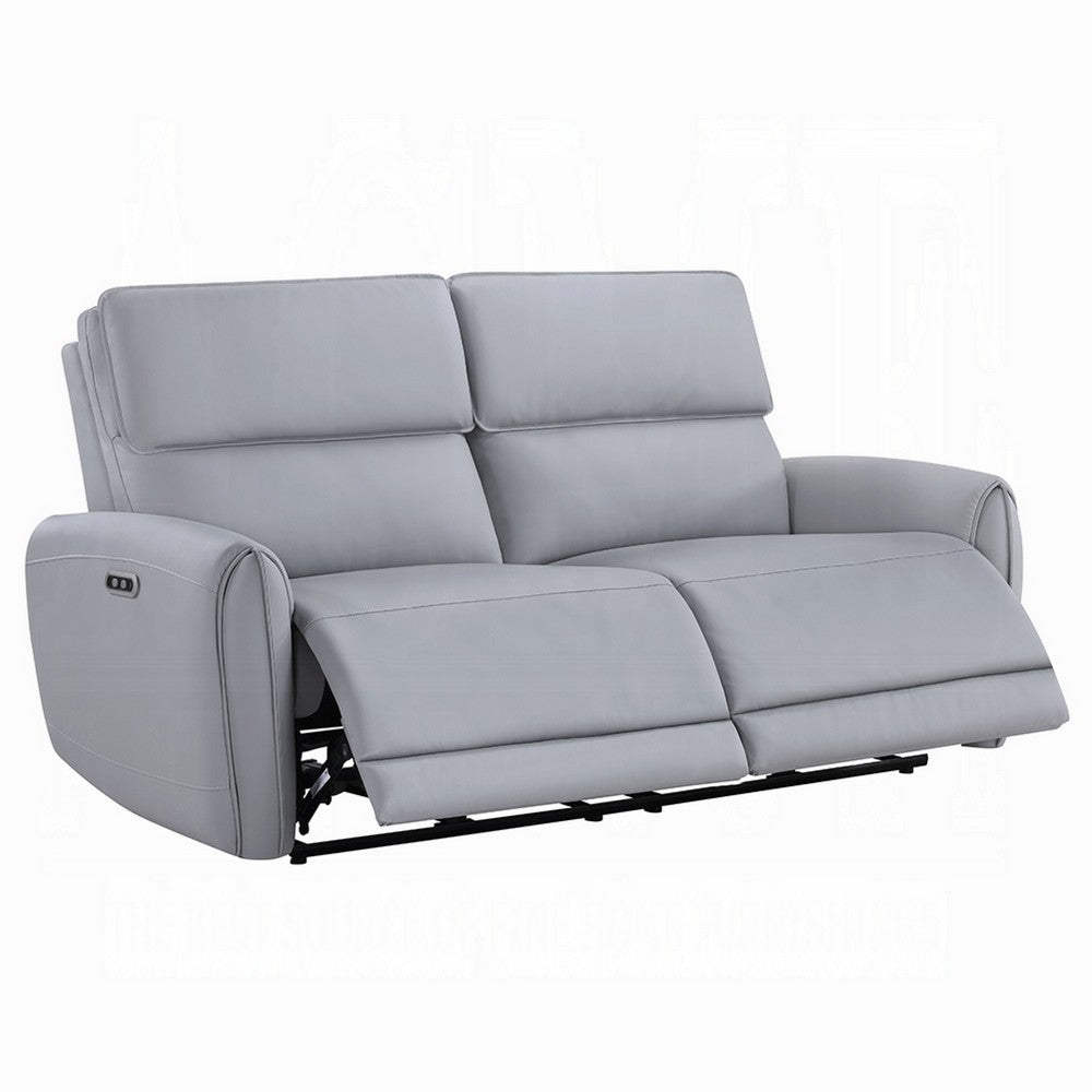 Jero Power Motion Recliner Sofa | 2 Seater | USB Port | Gray Faux Leather