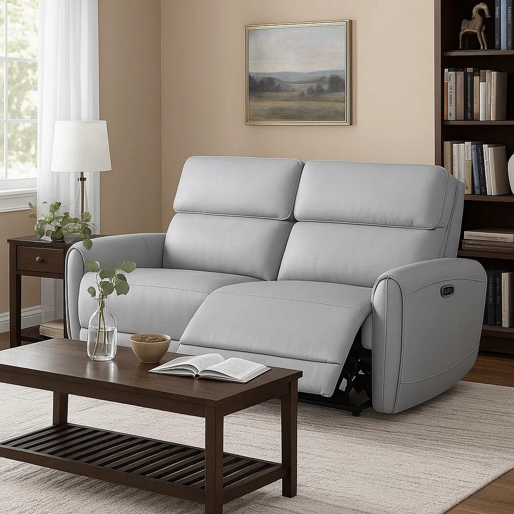 Jero Power Motion Recliner Sofa | 2 Seater | USB Port | Gray Faux Leather