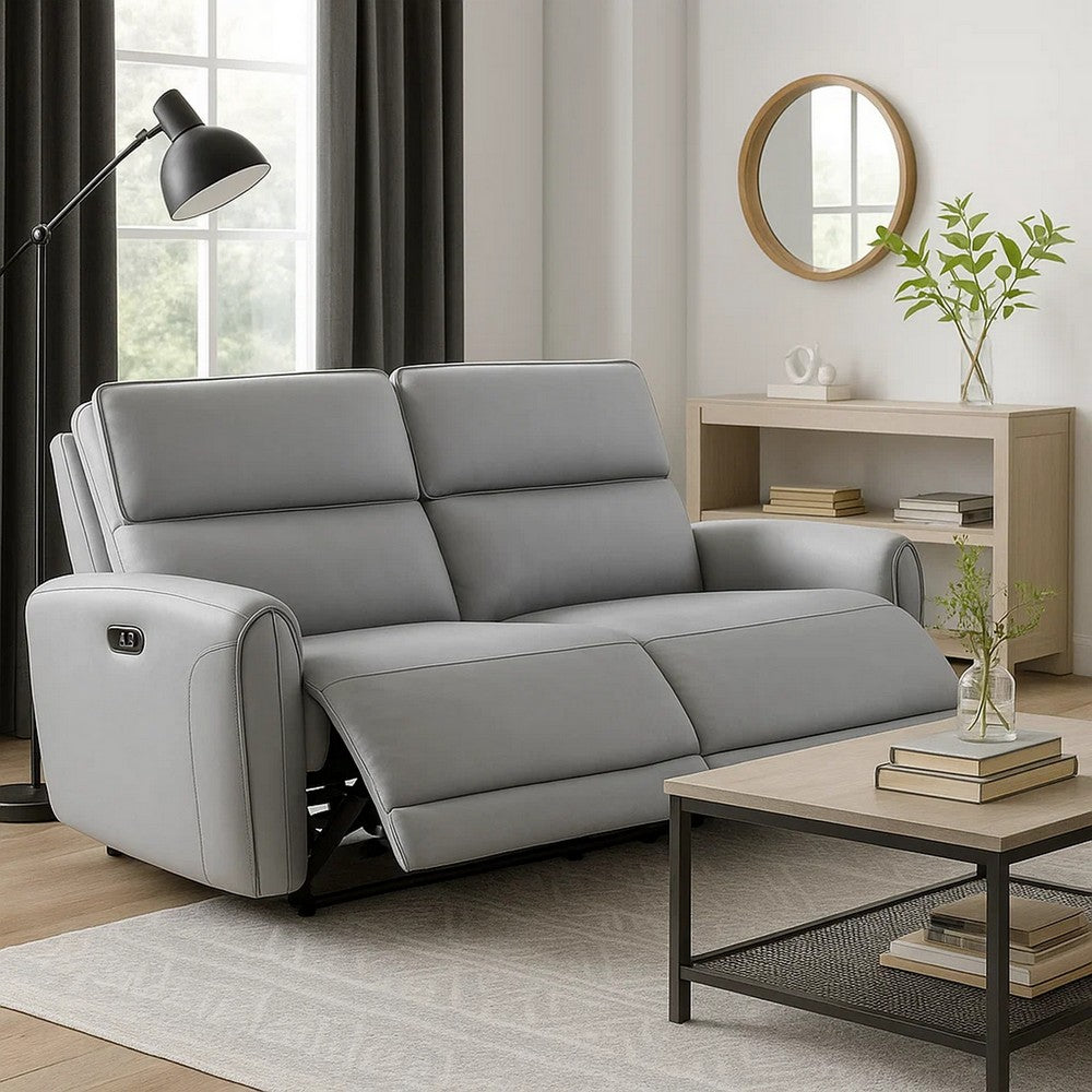 Jero Power Motion Recliner Sofa | 2 Seater | USB Port | Gray Faux Leather