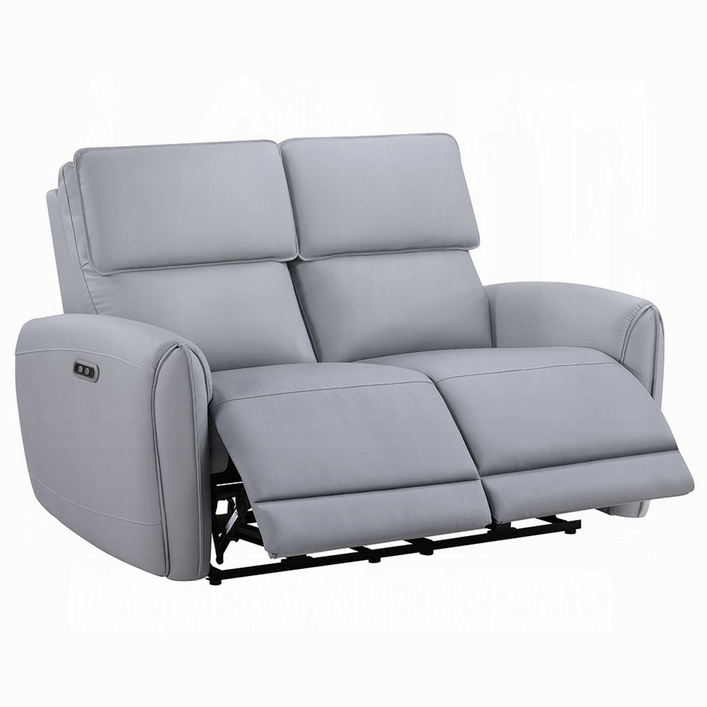 Jero Power Motion Recliner Loveseat | USB Port | Light Gray Faux Leather