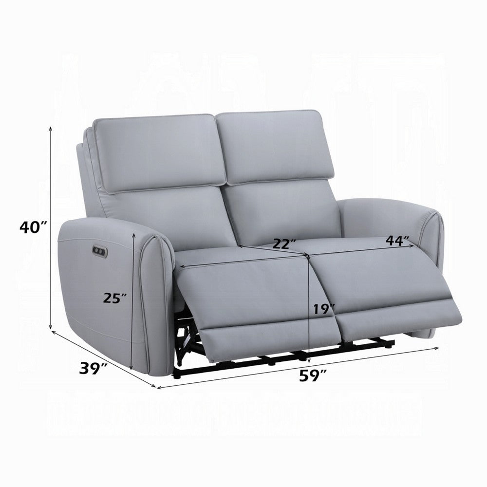 Jero Power Motion Recliner Loveseat | USB Port | Light Gray Faux Leather