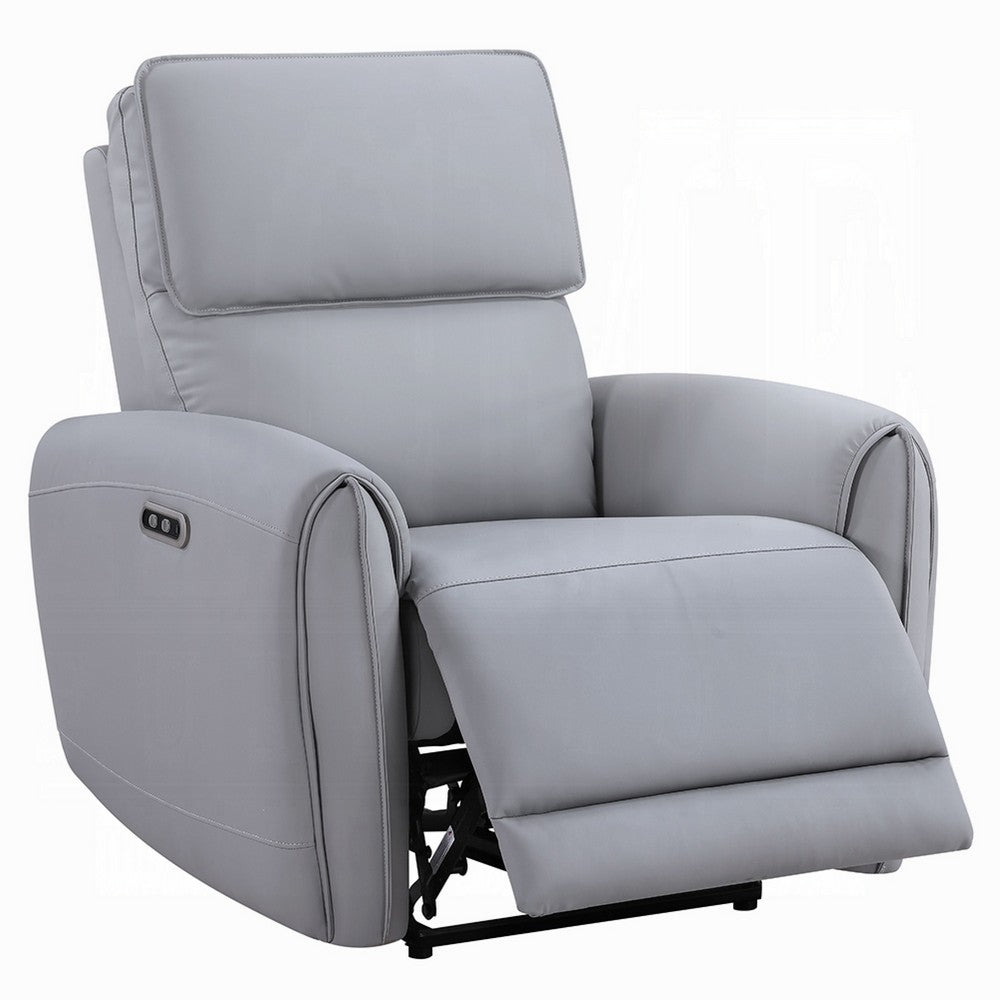 Jero Power Motion Recliner Armchair with USB Port | Light Gray Faux Leather