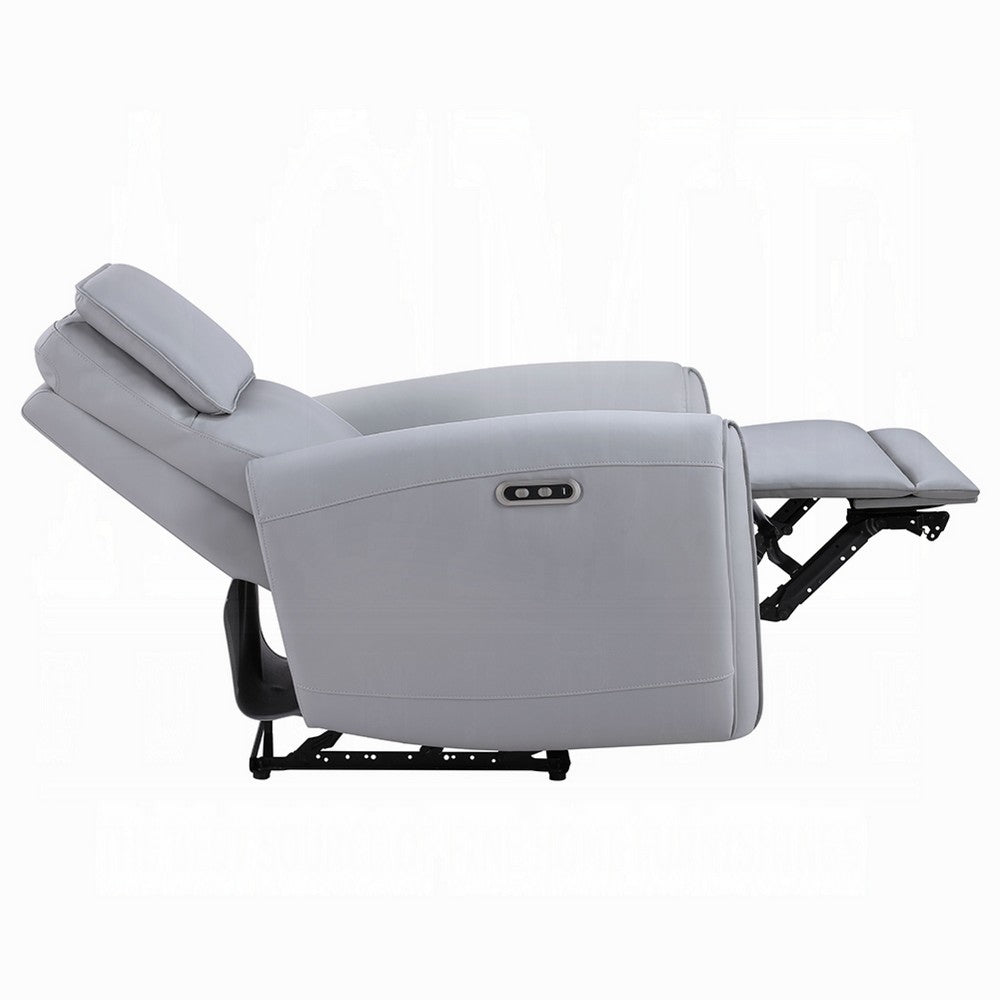 Jero Power Motion Recliner Armchair with USB Port | Light Gray Faux Leather