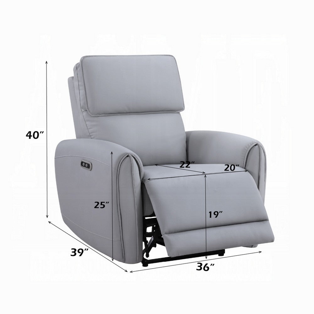 Jero Power Motion Recliner Armchair with USB Port | Light Gray Faux Leather