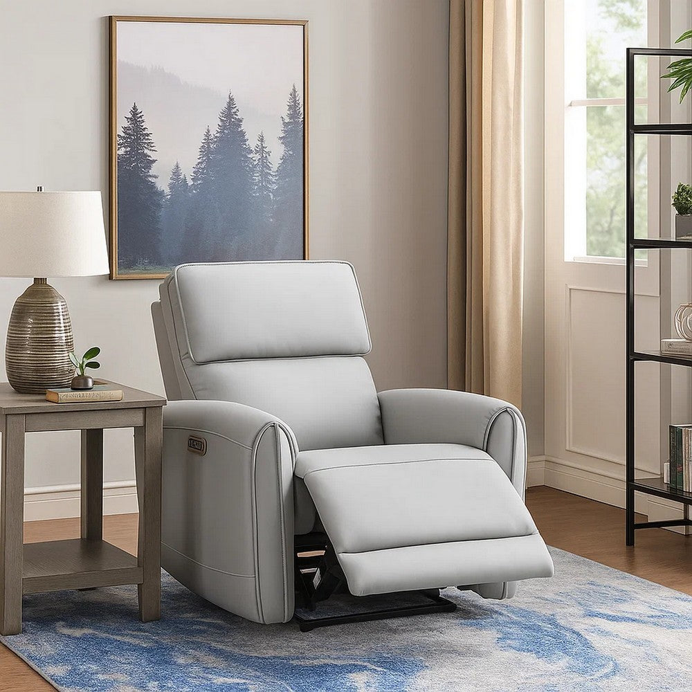 Jero Power Motion Recliner Armchair with USB Port | Light Gray Faux Leather