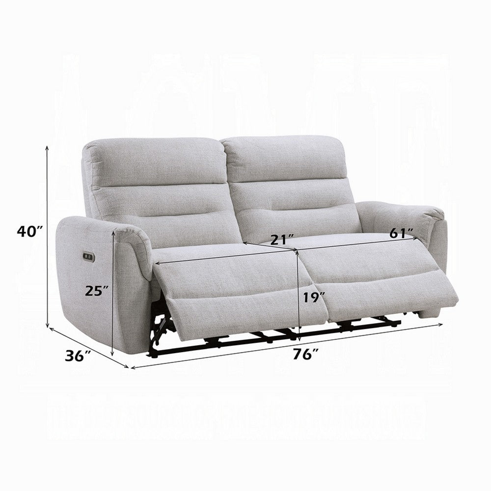 Tres Power Motion Recliner Sofa with USB Port | 2 Seater | Gray Chenille