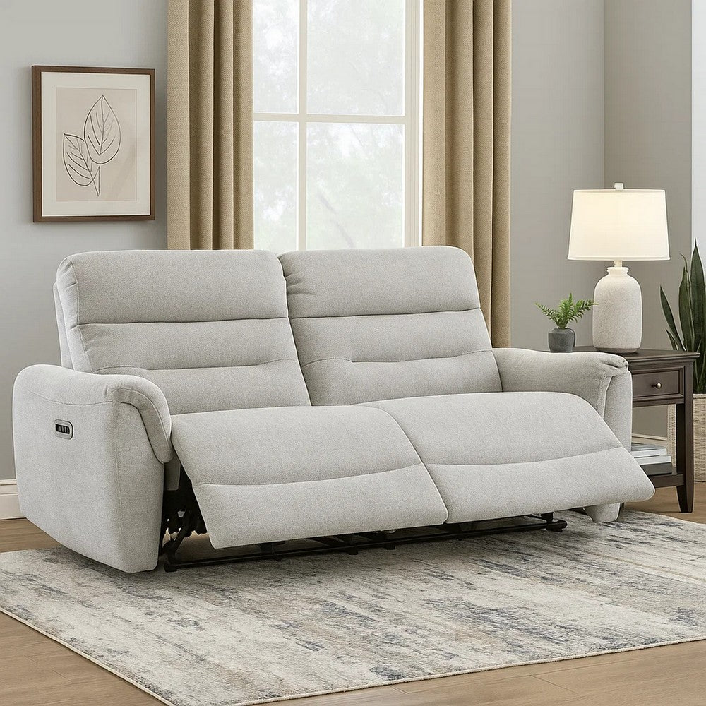 Tres Power Motion Recliner Sofa with USB Port | 2 Seater | Gray Chenille