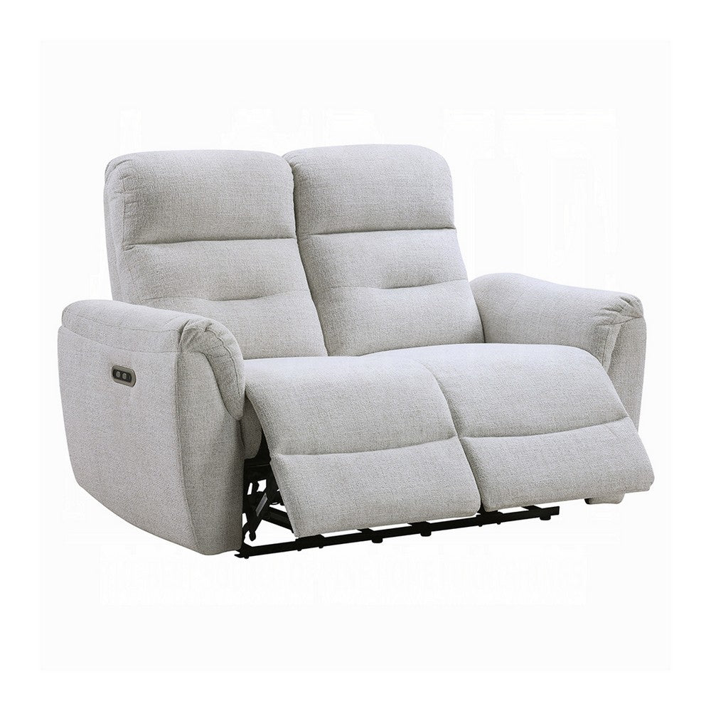 Tres Power Motion Recliner Loveseat with USB Port | Foam Fill Gray Chenille