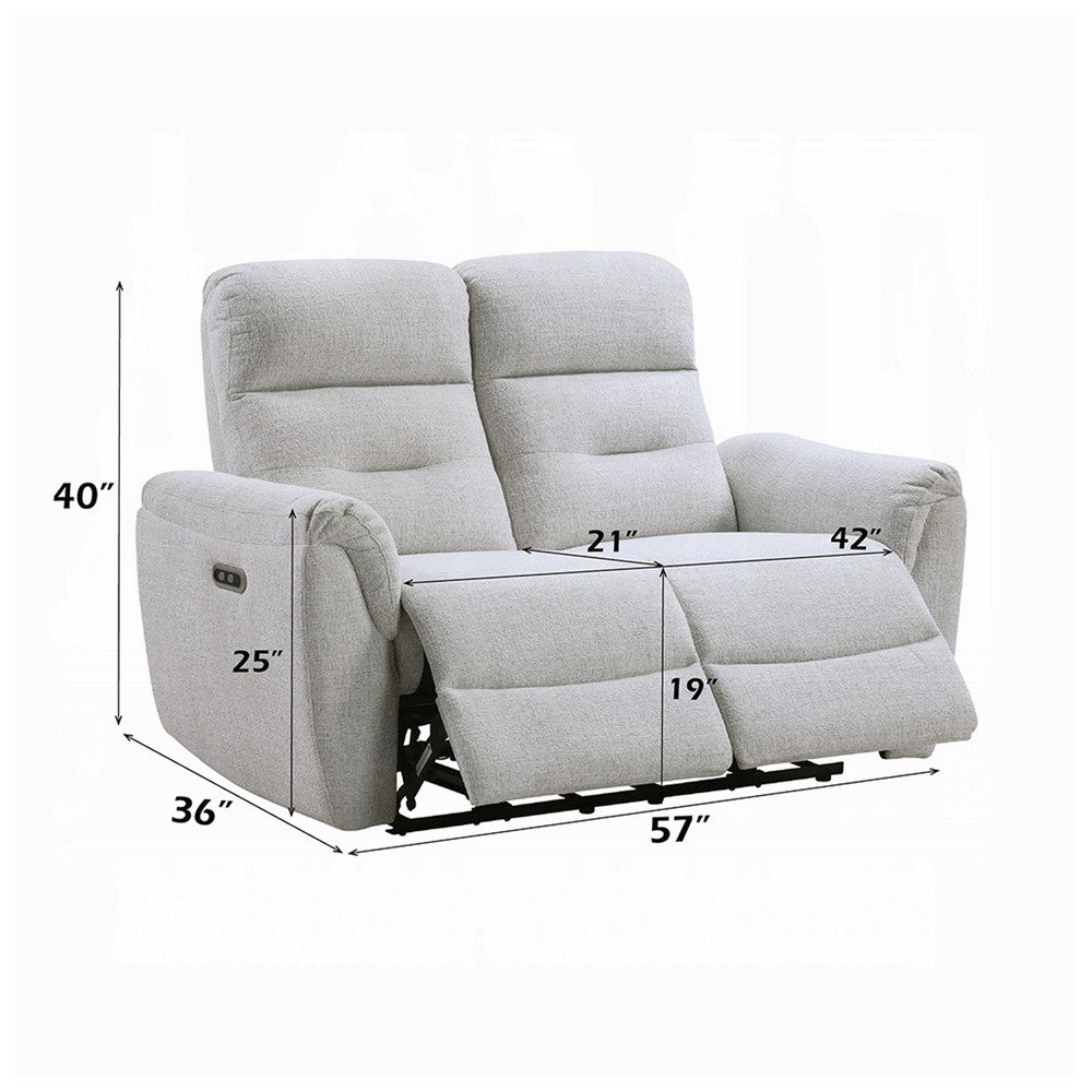 Tres Power Motion Recliner Loveseat with USB Port | Foam Fill Gray Chenille