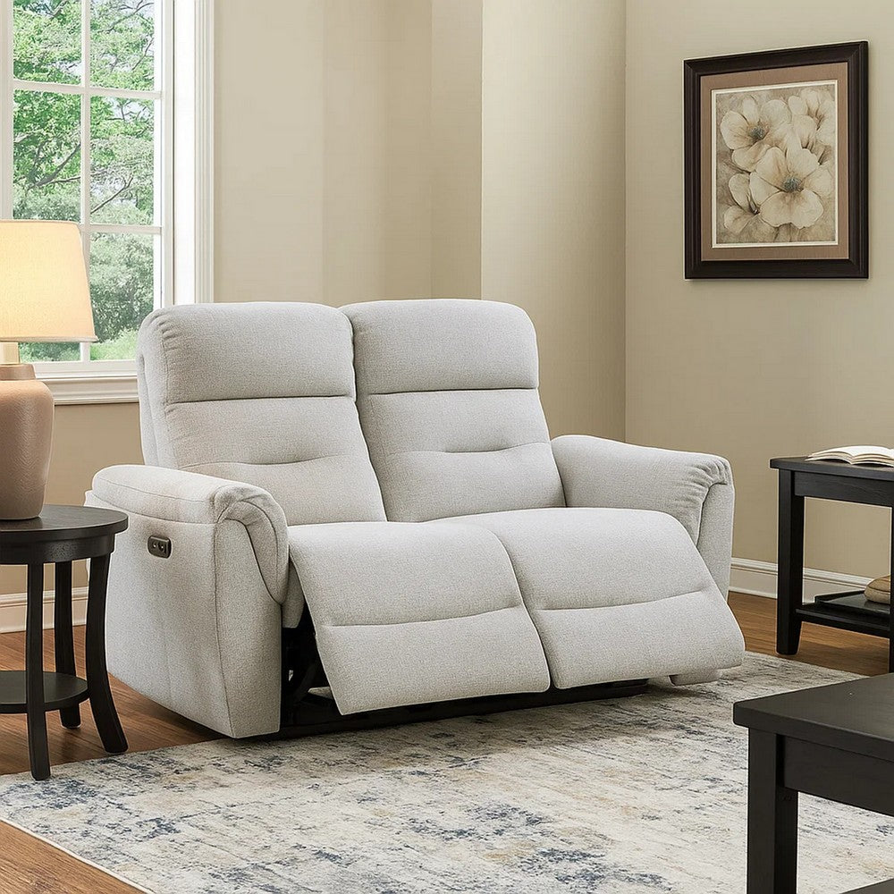 Tres Power Motion Recliner Loveseat with USB Port | Foam Fill Gray Chenille