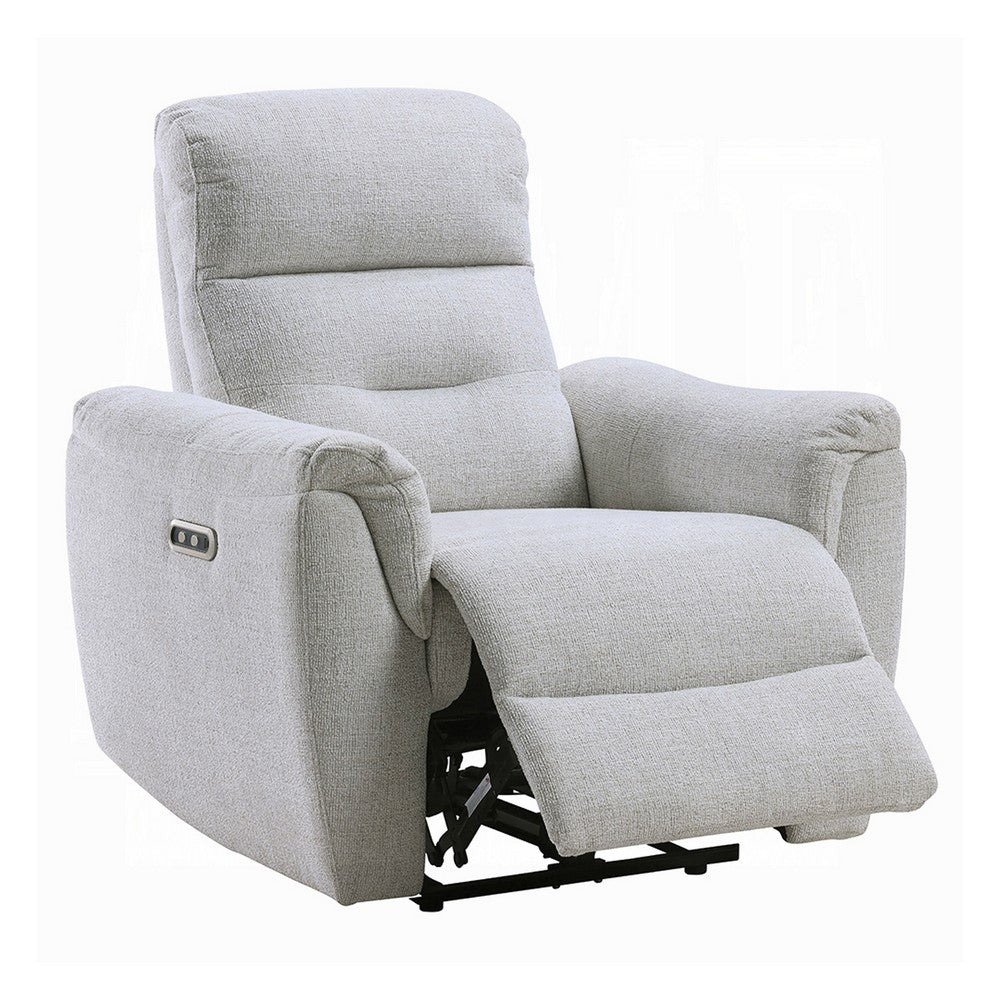 Tres Power Motion Recliner Chair with USB Port | Foam Fill Gray Chenille