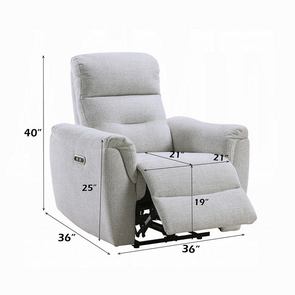 Tres Power Motion Recliner Chair with USB Port | Foam Fill Gray Chenille