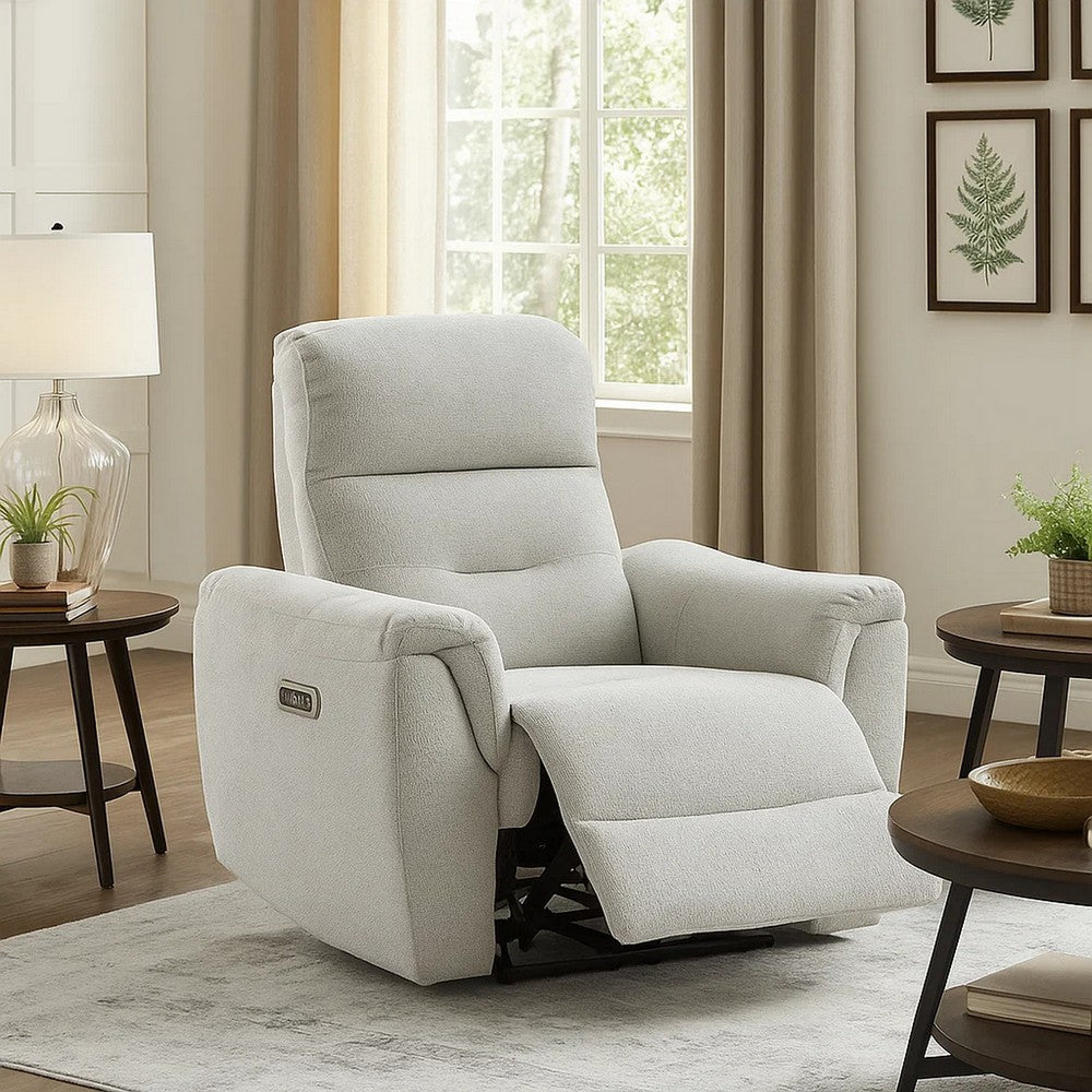 Tres Power Motion Recliner Chair with USB Port | Foam Fill Gray Chenille