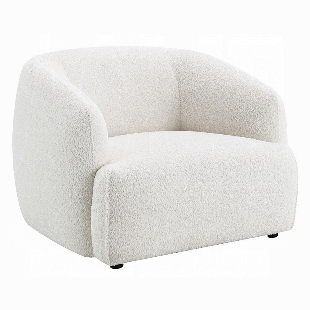 Luci Accent Barrel Chair | Foam Fill Cushions | Shimmer White Chenille