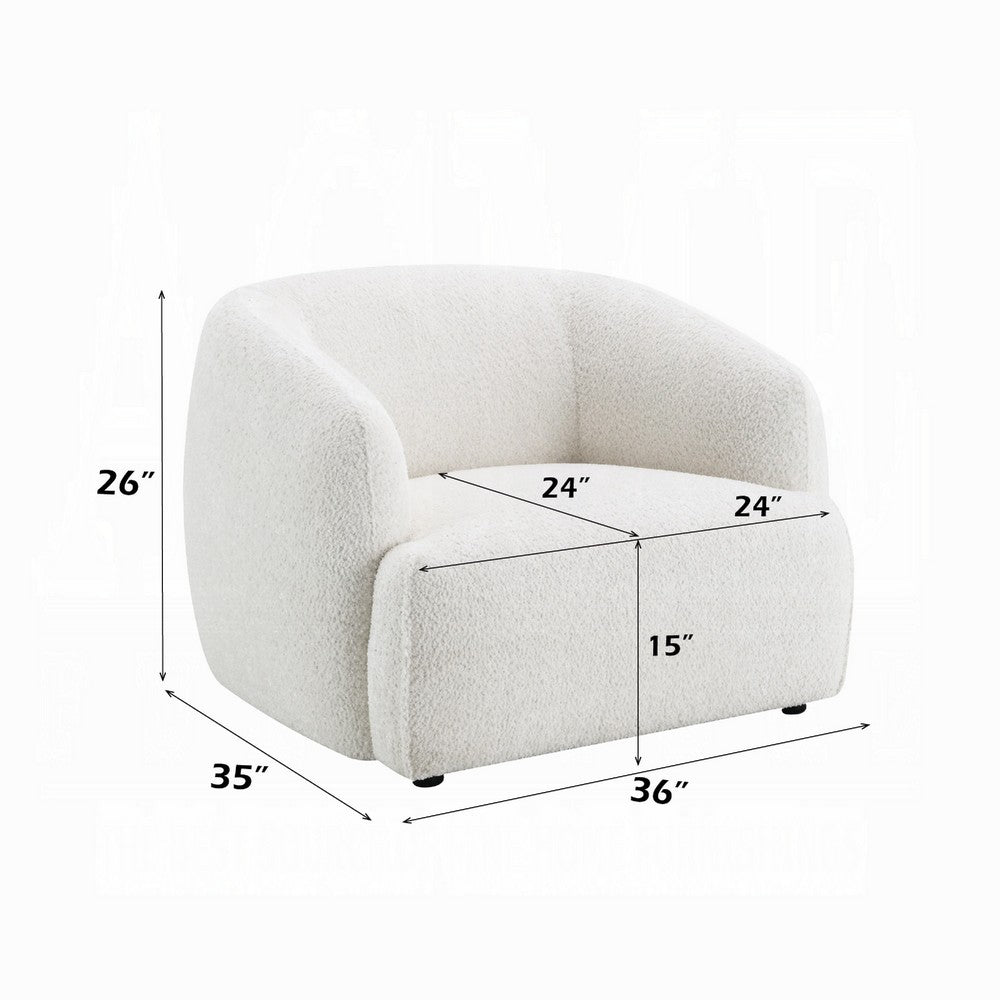 Luci Accent Barrel Chair | Foam Fill Cushions | Shimmer White Chenille
