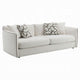 Yoda Sofa with 4 Throw Pillows | Foam Beige Chenille | Brown Trim 91"