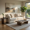 Yoda Loveseat with 4 Pillows | Foam Beige Chenille | Brown Trim | 73"