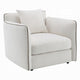 Yoda Accent Chair with Pillow | Foam Beige Chenille | Brown Trim