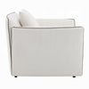 Yoda Accent Chair with Pillow | Foam Beige Chenille | Brown Trim