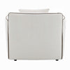 Yoda Accent Chair with Pillow | Foam Beige Chenille | Brown Trim