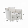 Yoda Accent Chair with Pillow | Foam Beige Chenille | Brown Trim