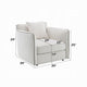 Yoda Accent Chair with Pillow | Foam Beige Chenille | Brown Trim