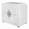 Kery Glass Top Nightstand | 2 Drawers | White Teddy Sherpa Upholstery