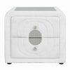 Kery Glass Top Nightstand | 2 Drawers | White Teddy Sherpa Upholstery